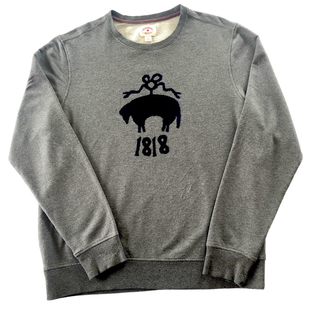 ✨Host pick✨Brooks Brothers Crew neck grey+navy blue French Terry flocked sweater